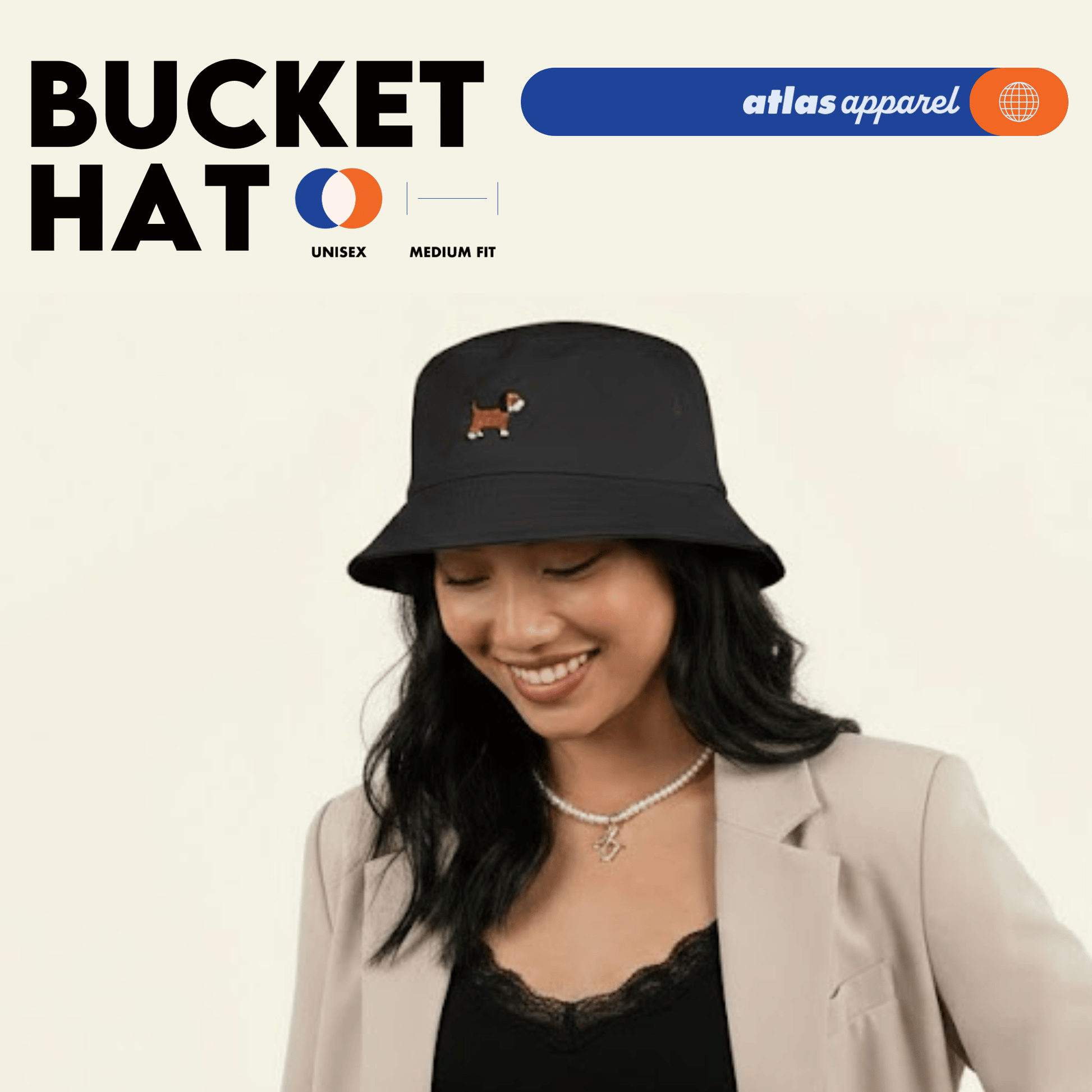 Atlas Apparel BUCKET HAT Unisex Embroidery Sun Hat Breathable Unisex Bucket Hat For Men and Women