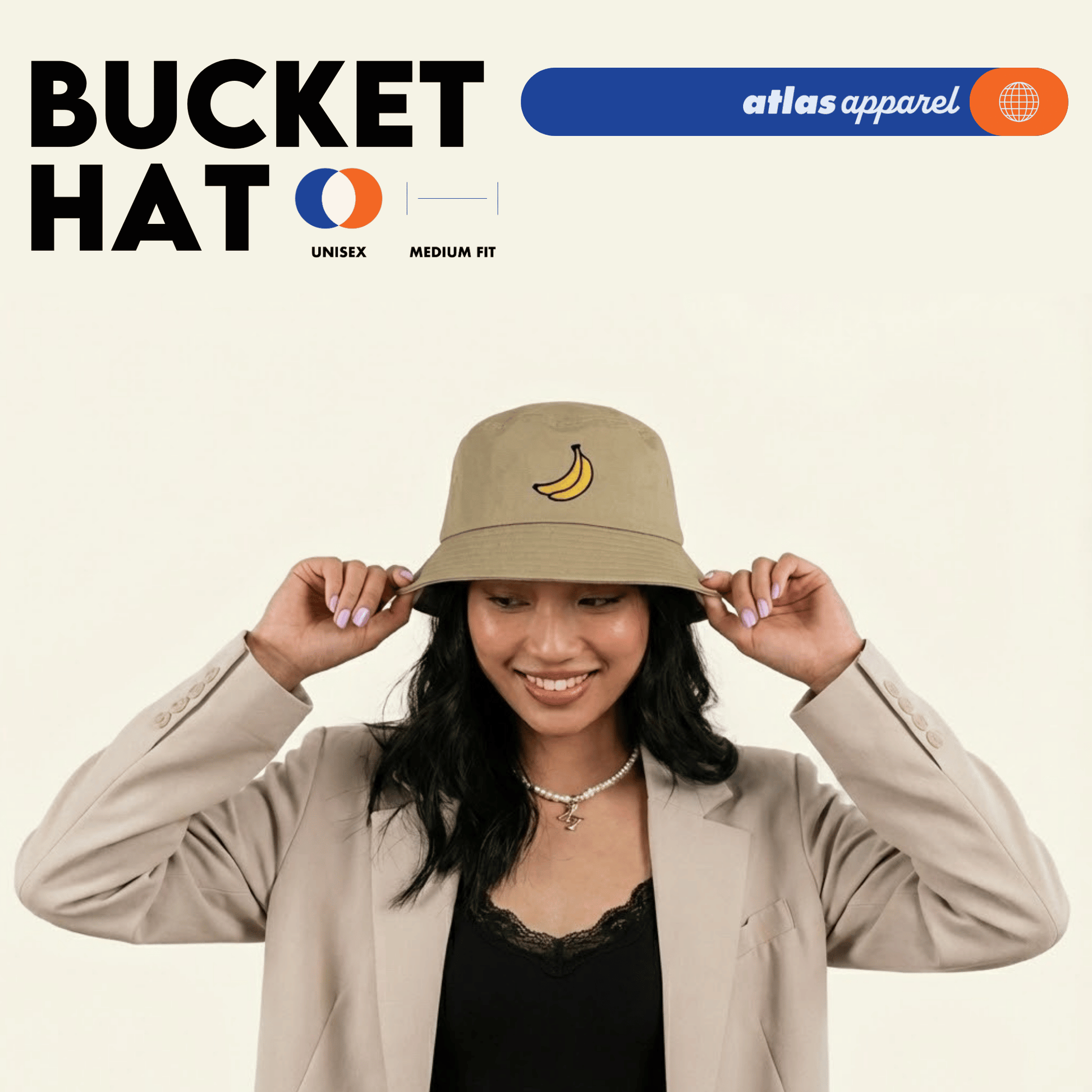 Atlas Apparel BUCKET HAT Unisex Embroidery Sun Hat Breathable Unisex Bucket Hat For Men and Women