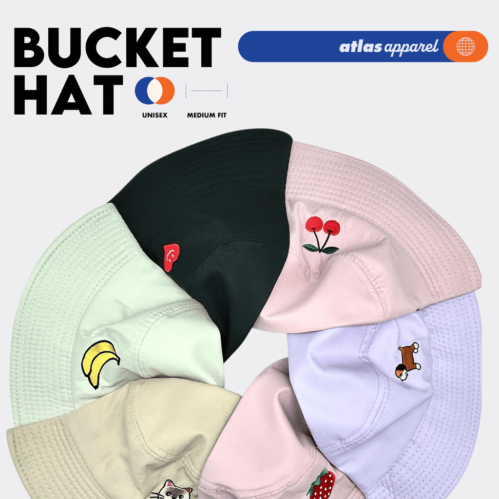 Atlas Apparel BUCKET HAT Unisex Embroidery Sun Hat Breathable Unisex Bucket Hat For Men and Women