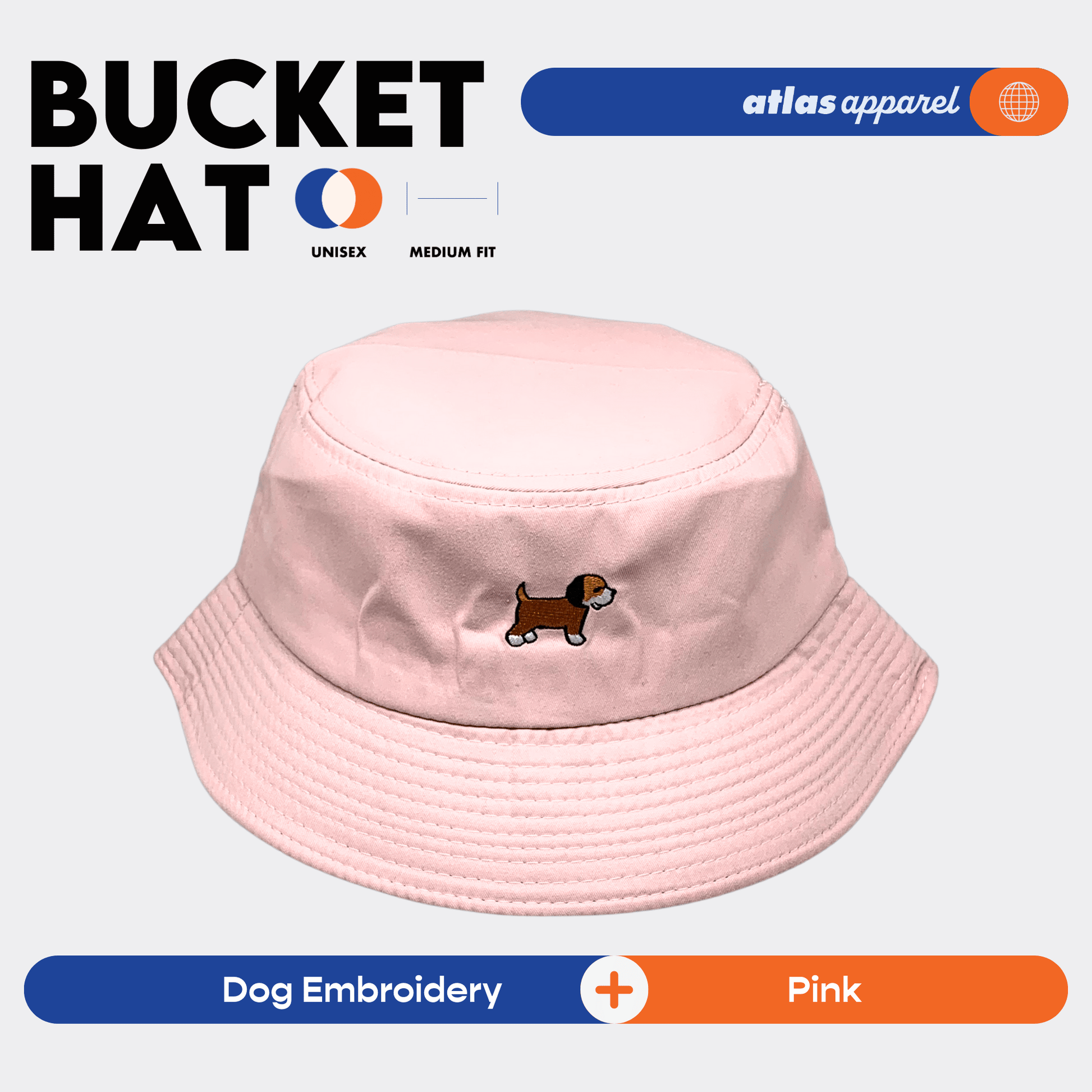 Atlas Apparel BUCKET HAT Unisex Embroidery Sun Hat Breathable Unisex Bucket Hat For Men and Women