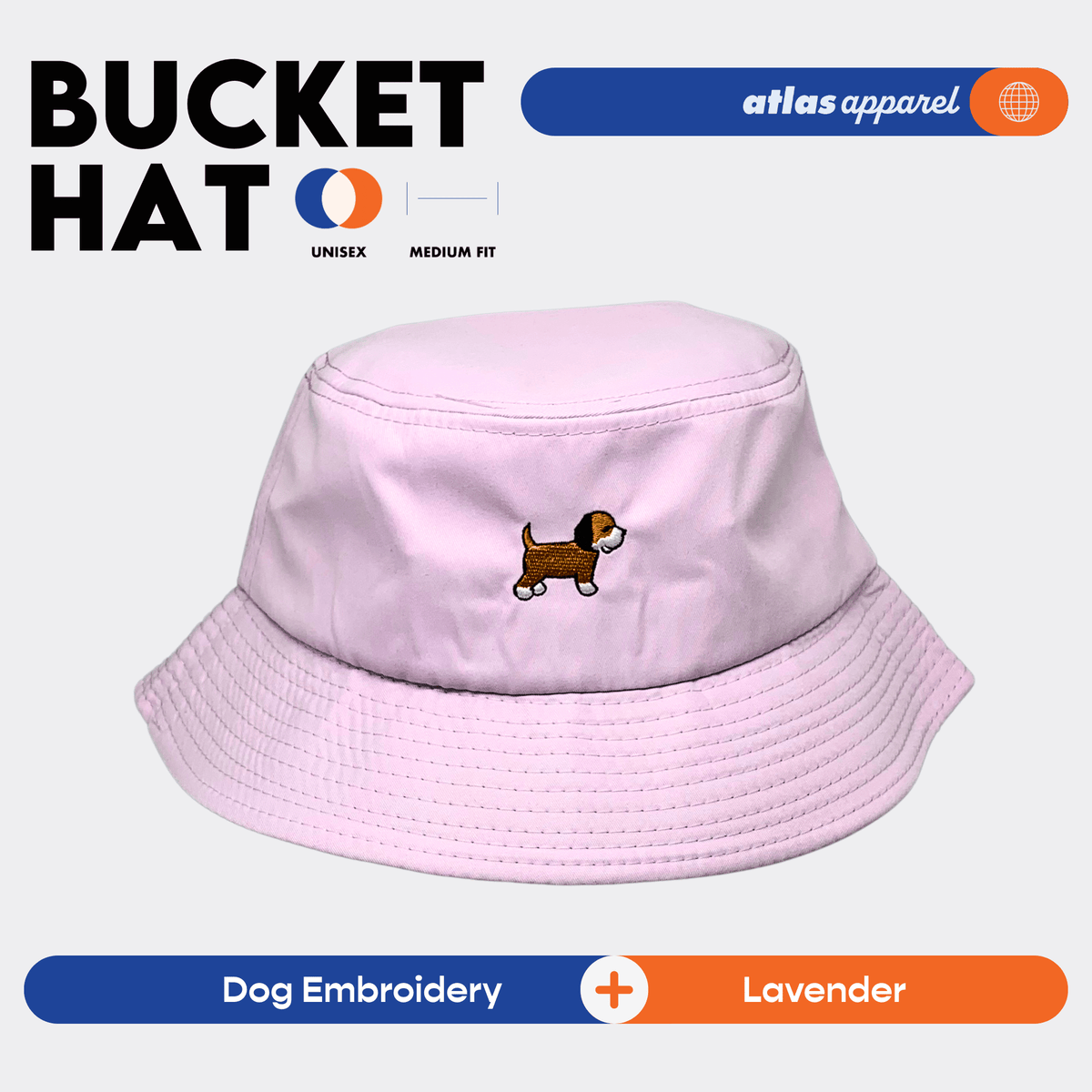 Atlas Apparel BUCKET HAT Unisex Embroidery Sun Hat Breathable Unisex Bucket Hat For Men and Women