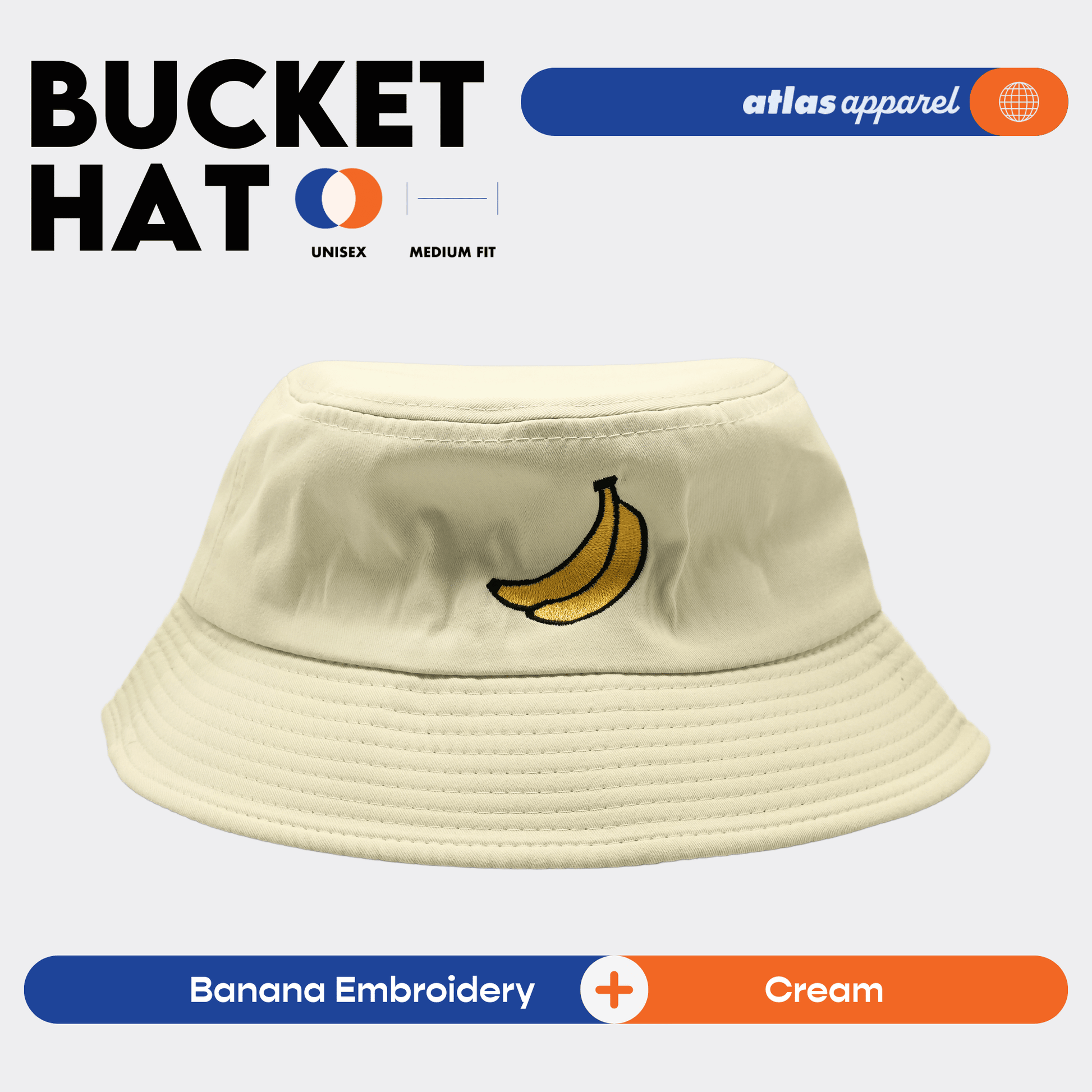 Atlas Apparel BUCKET HAT Unisex Embroidery Sun Hat Breathable Unisex Bucket Hat For Men and Women