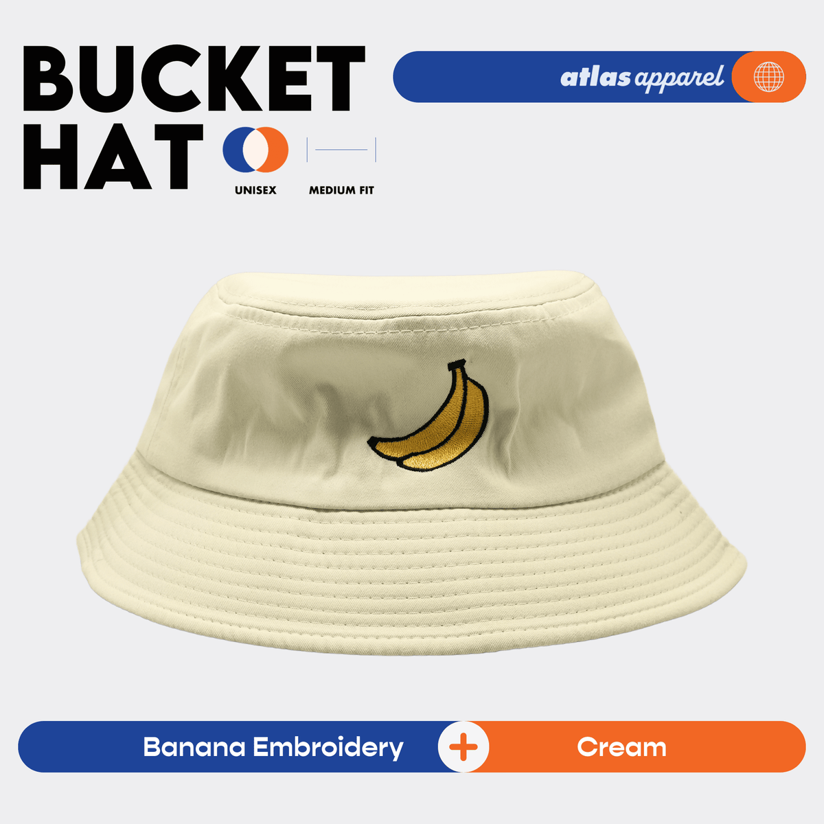 Atlas Apparel BUCKET HAT Unisex Embroidery Sun Hat Breathable Unisex Bucket Hat For Men and Women