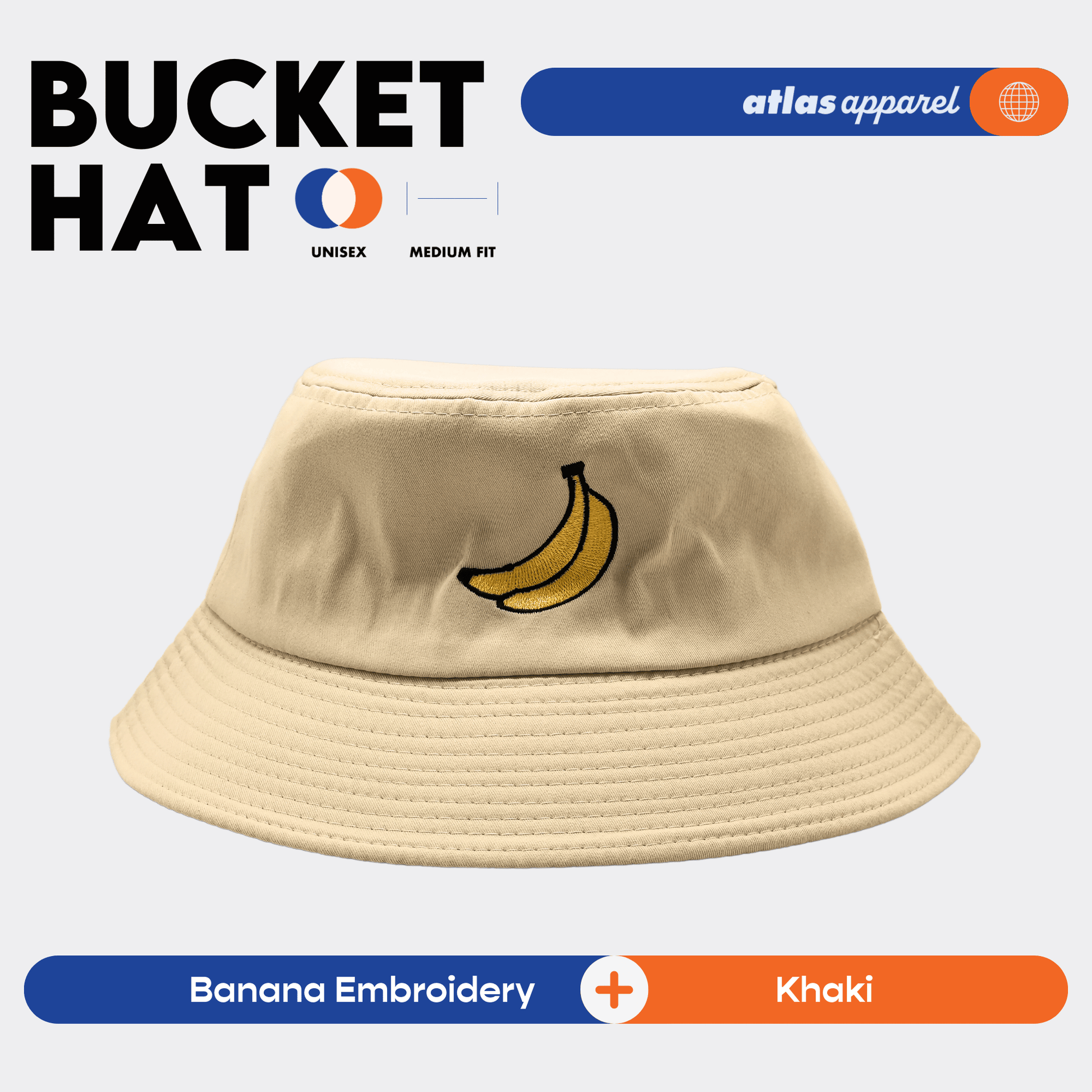 Atlas Apparel BUCKET HAT Unisex Embroidery Sun Hat Breathable Unisex Bucket Hat For Men and Women