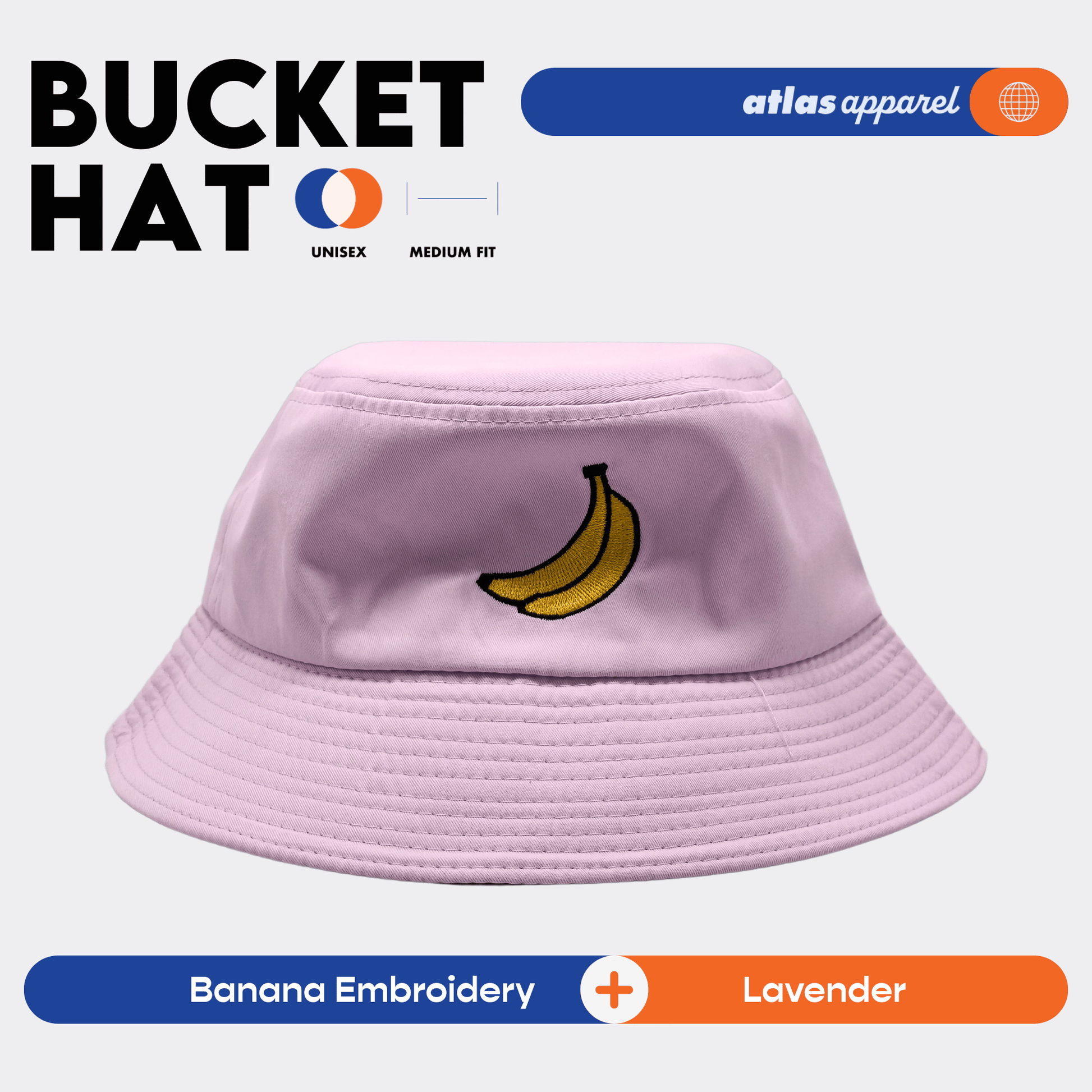 Atlas Apparel BUCKET HAT Unisex Embroidery Sun Hat Breathable Unisex Bucket Hat For Men and Women