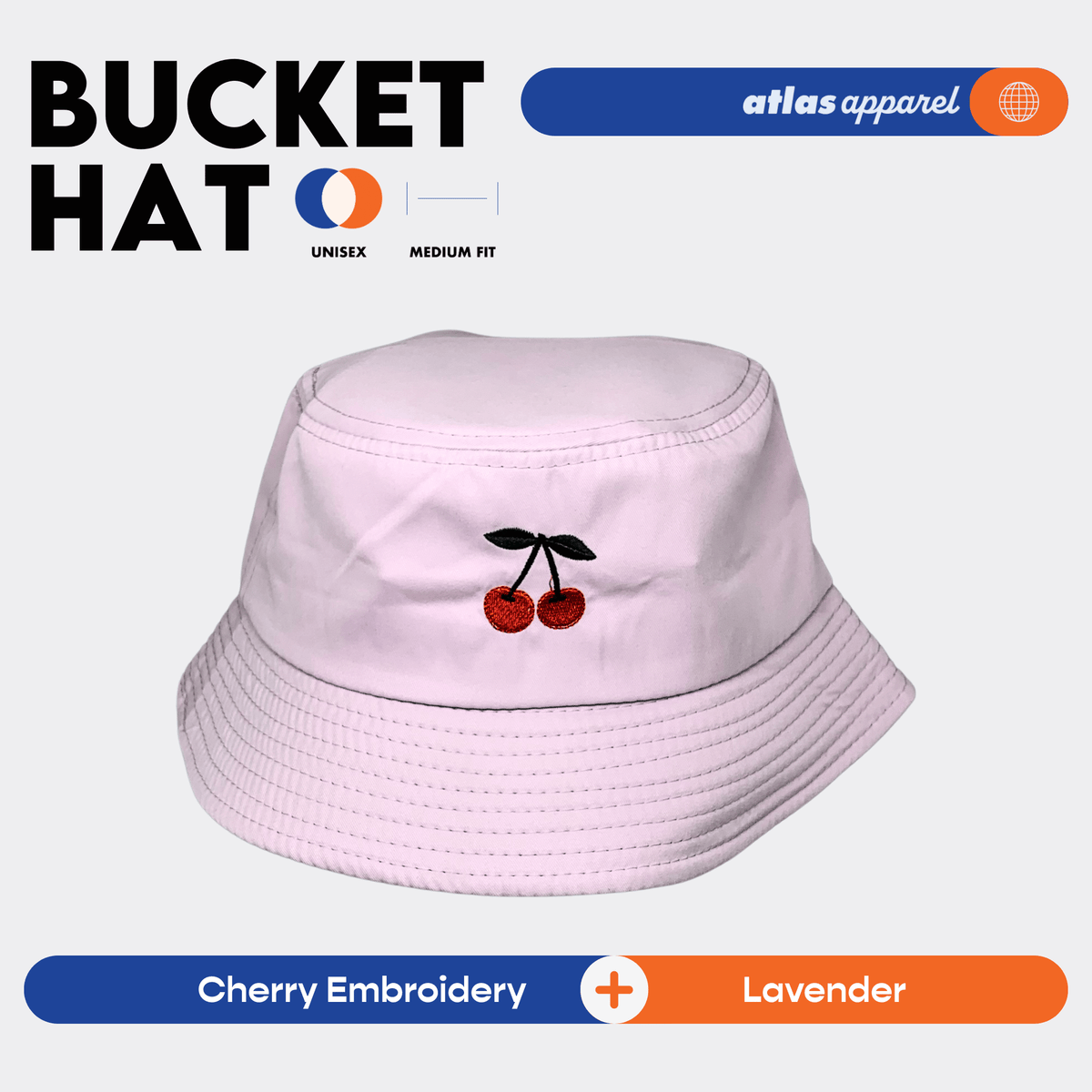 Atlas Apparel BUCKET HAT Unisex Embroidery Sun Hat Breathable Unisex Bucket Hat For Men and Women