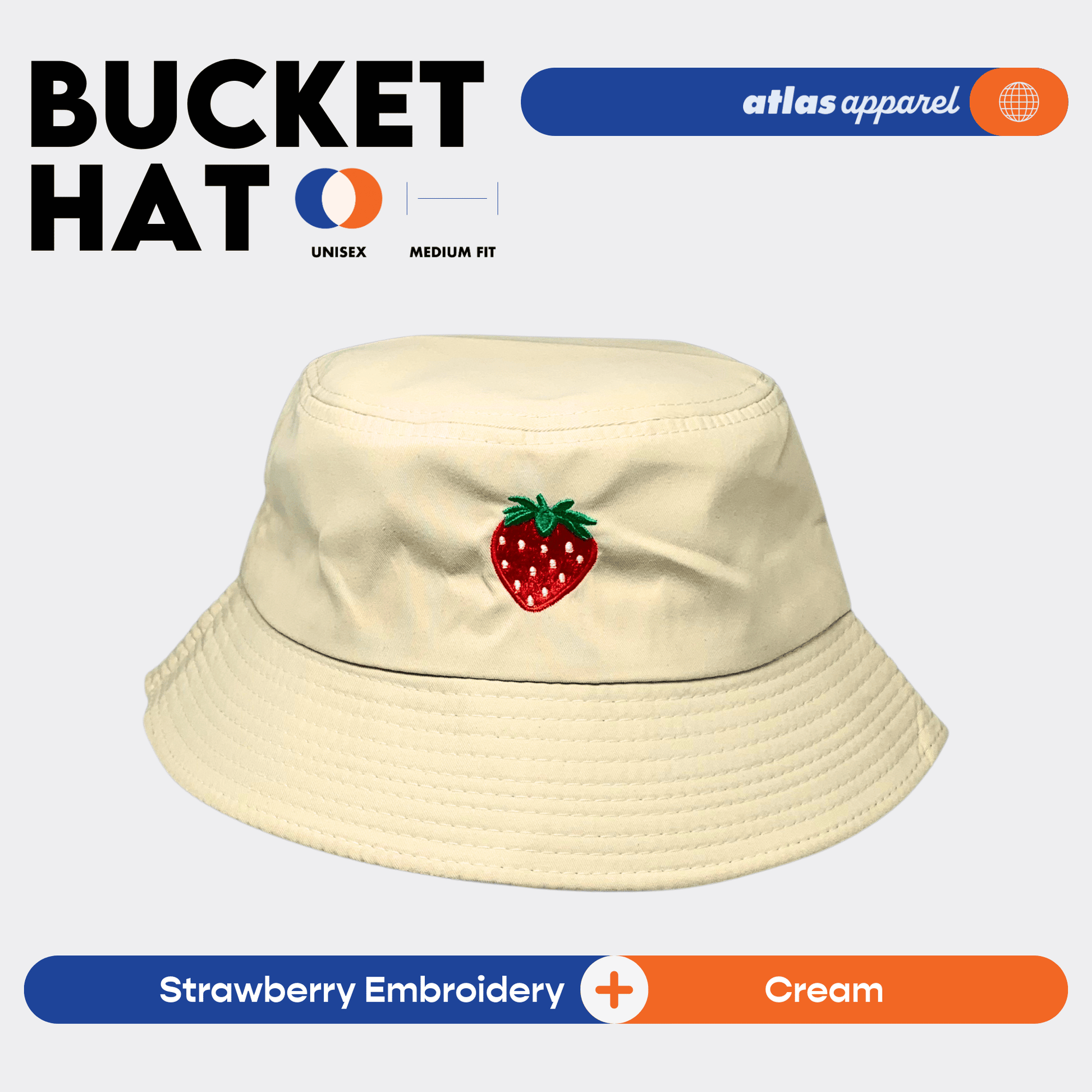 Atlas Apparel BUCKET HAT Unisex Embroidery Sun Hat Breathable Unisex Bucket Hat For Men and Women