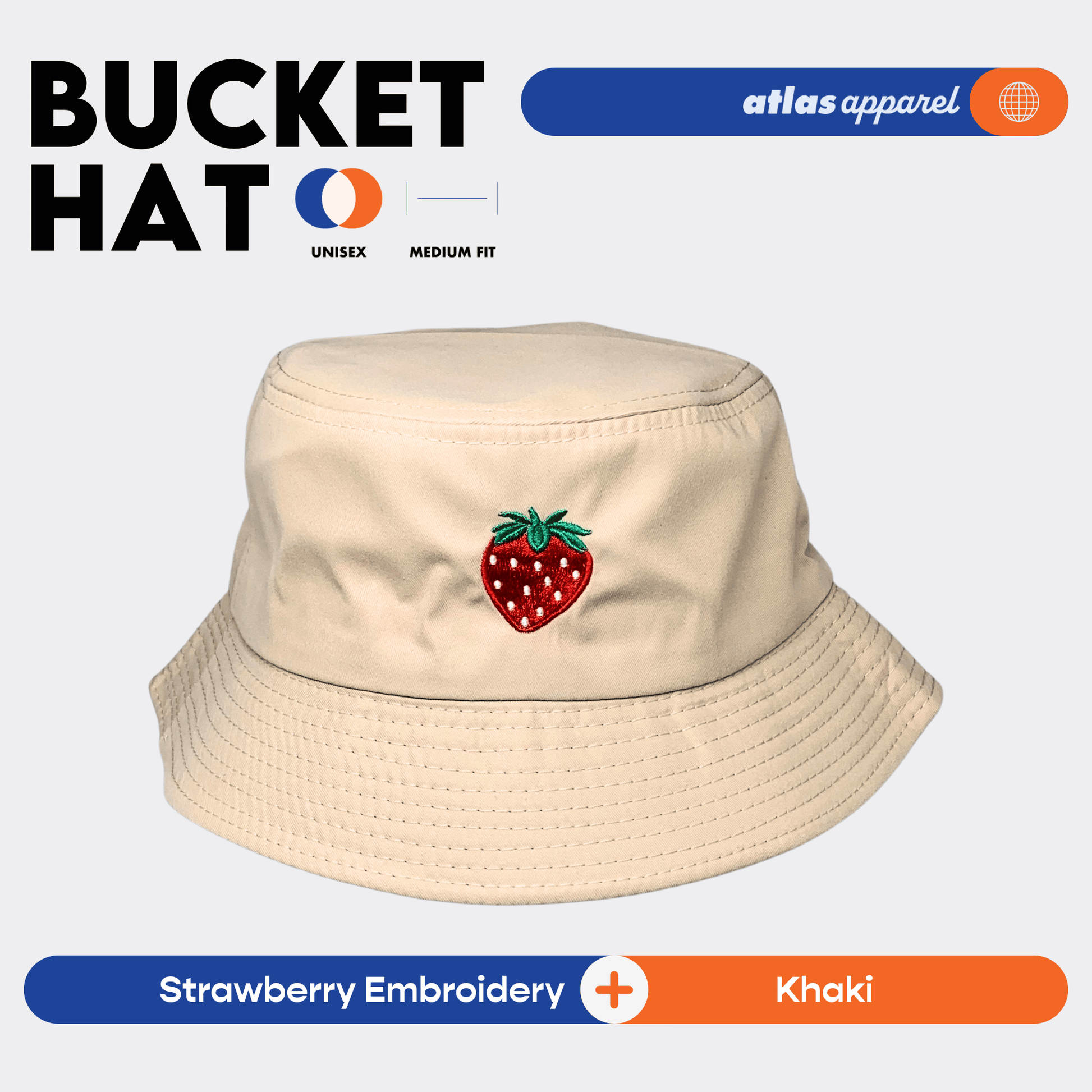 Atlas Apparel BUCKET HAT Unisex Embroidery Sun Hat Breathable Unisex Bucket Hat For Men and Women