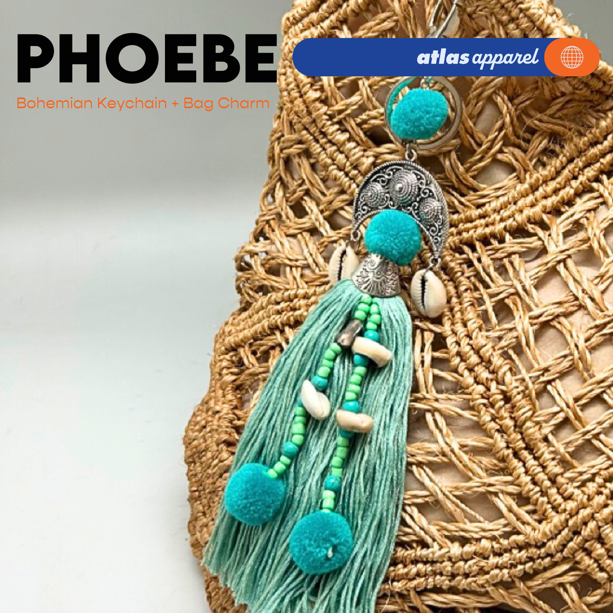 Atlas Apparel PHOEBE Bohemian Tassel Keychain Bag Charm – Summer Essential
