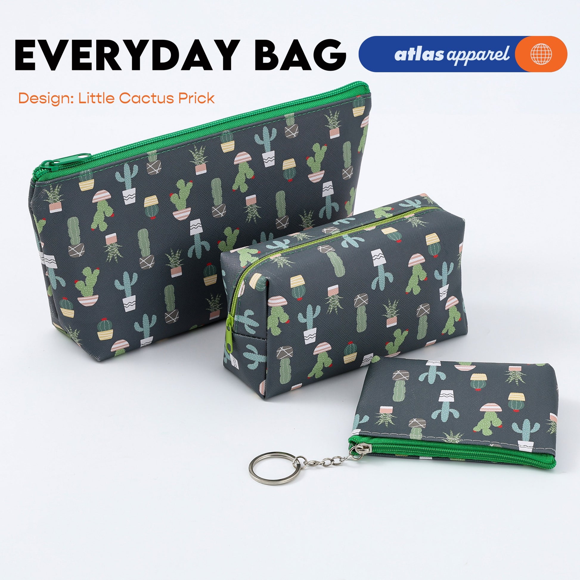 Atlas Apparel Everyday Zip Pouch Organizer - Small Medium Large Bag