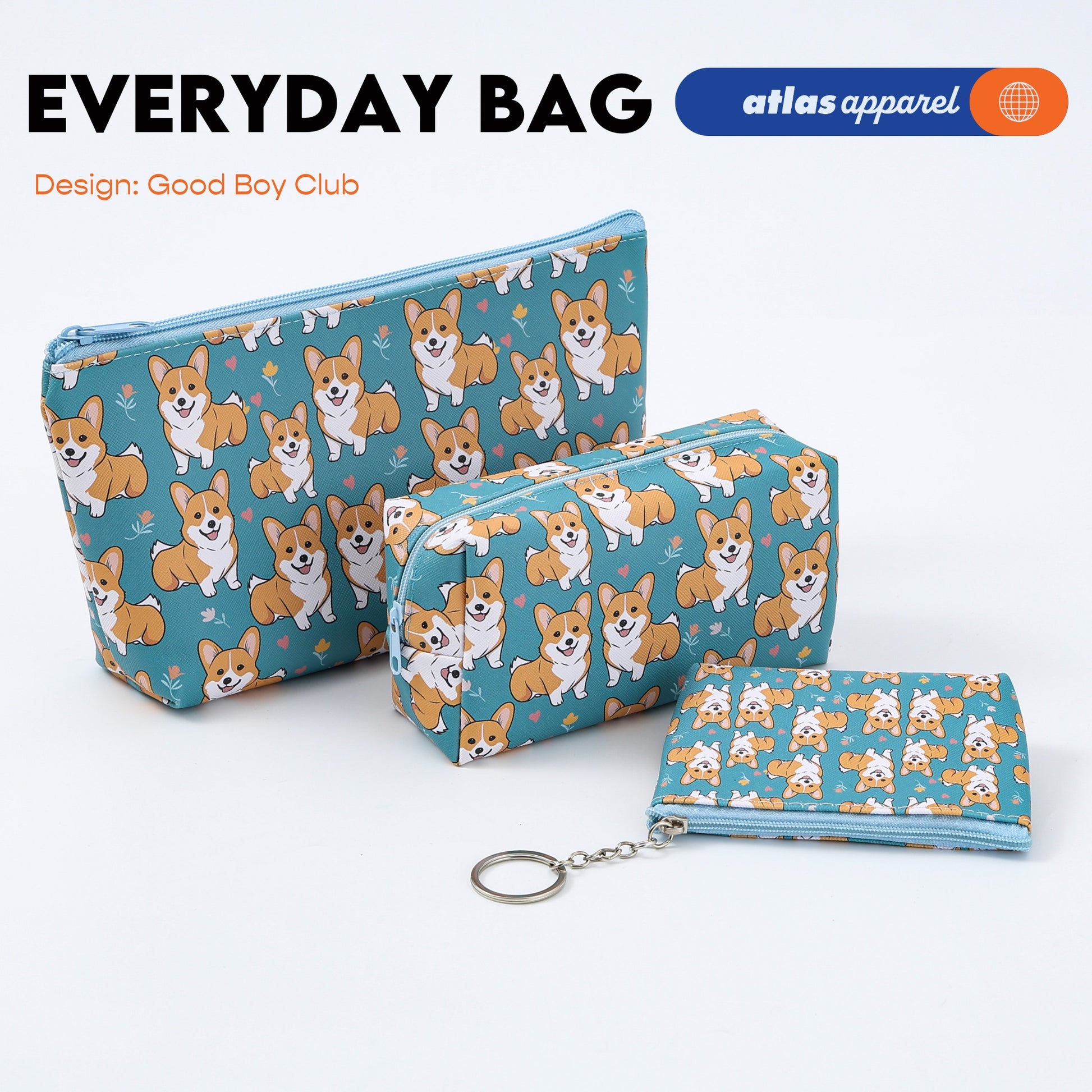 Atlas Apparel Everyday Zip Pouch Organizer - Small Medium Large Bag