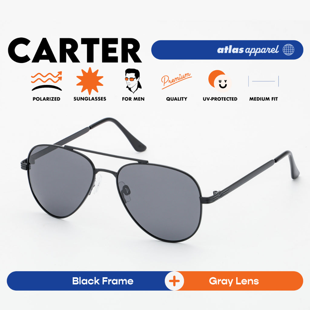 Atlas Apparel CARTER Polarized Sunglasses for Men (Size 54) - UV Protection, Polarized