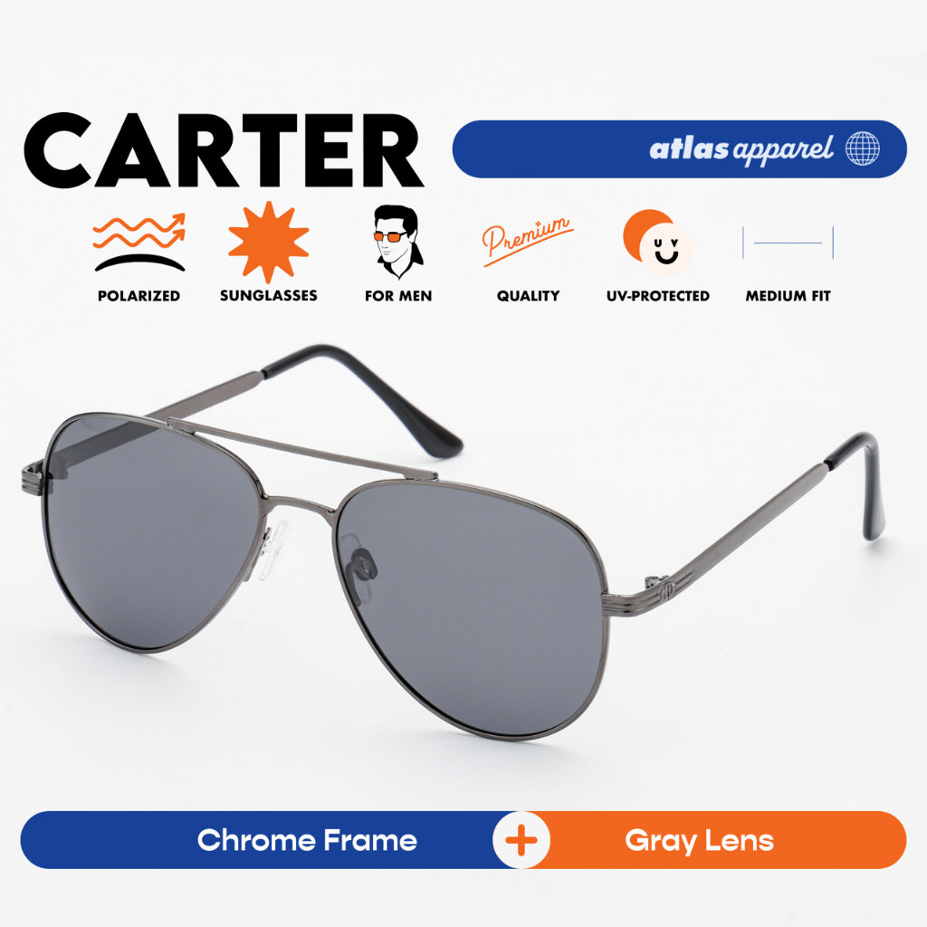 Atlas Apparel CARTER Polarized Sunglasses for Men (Size 54) - UV Protection, Polarized