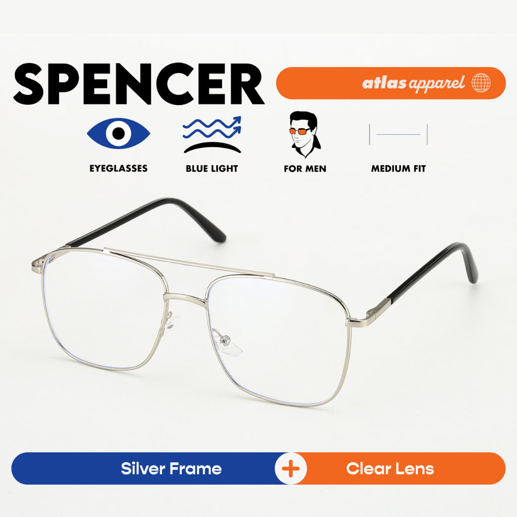 Atlas Apparel SPENCER Blue-Light Blocking Anti-Radiation Eyeglasses for Men (Size 52)