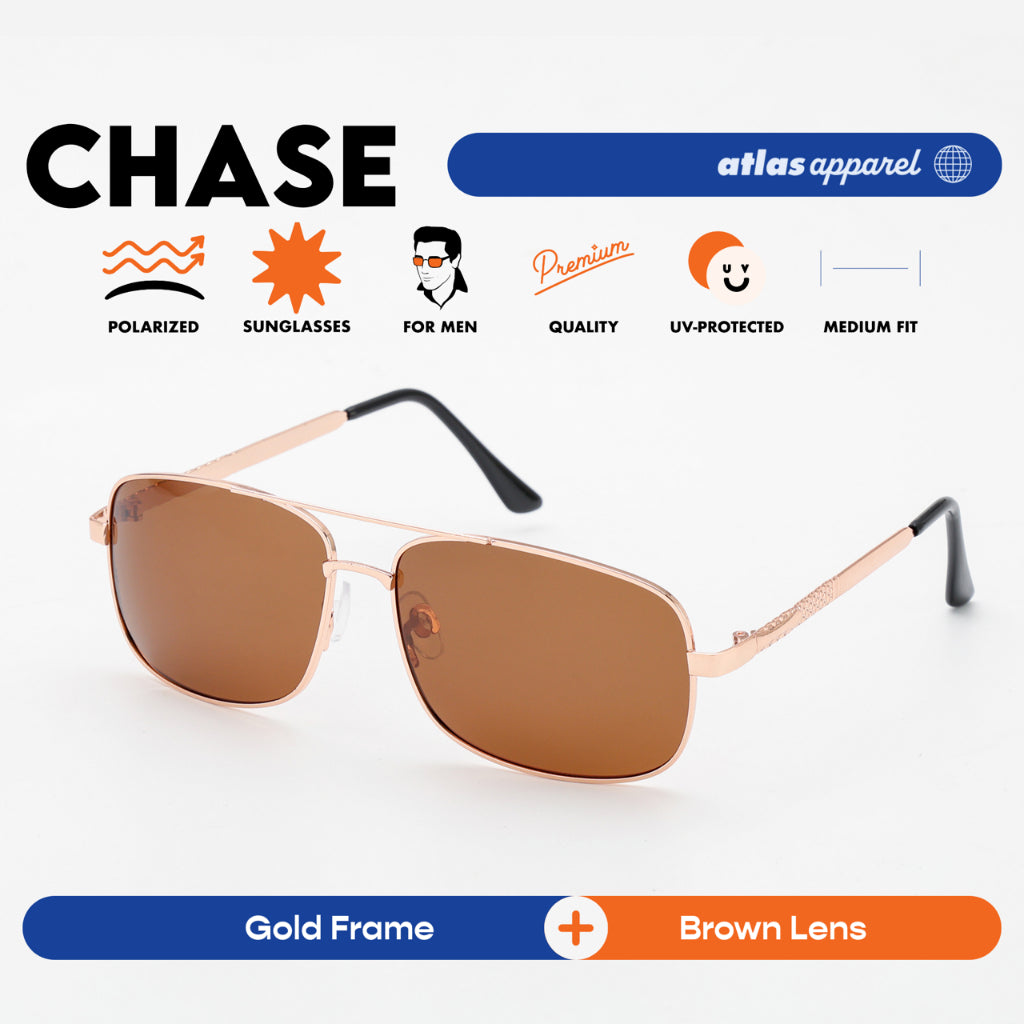 Atlas Apparel CHASE Polarized Sunglasses for Men (Size 59) - UV Protection, Polarized