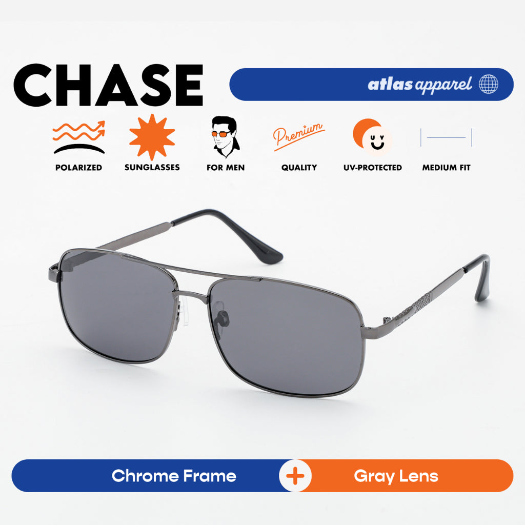 Atlas Apparel CHASE Polarized Sunglasses for Men (Size 59) - UV Protection, Polarized