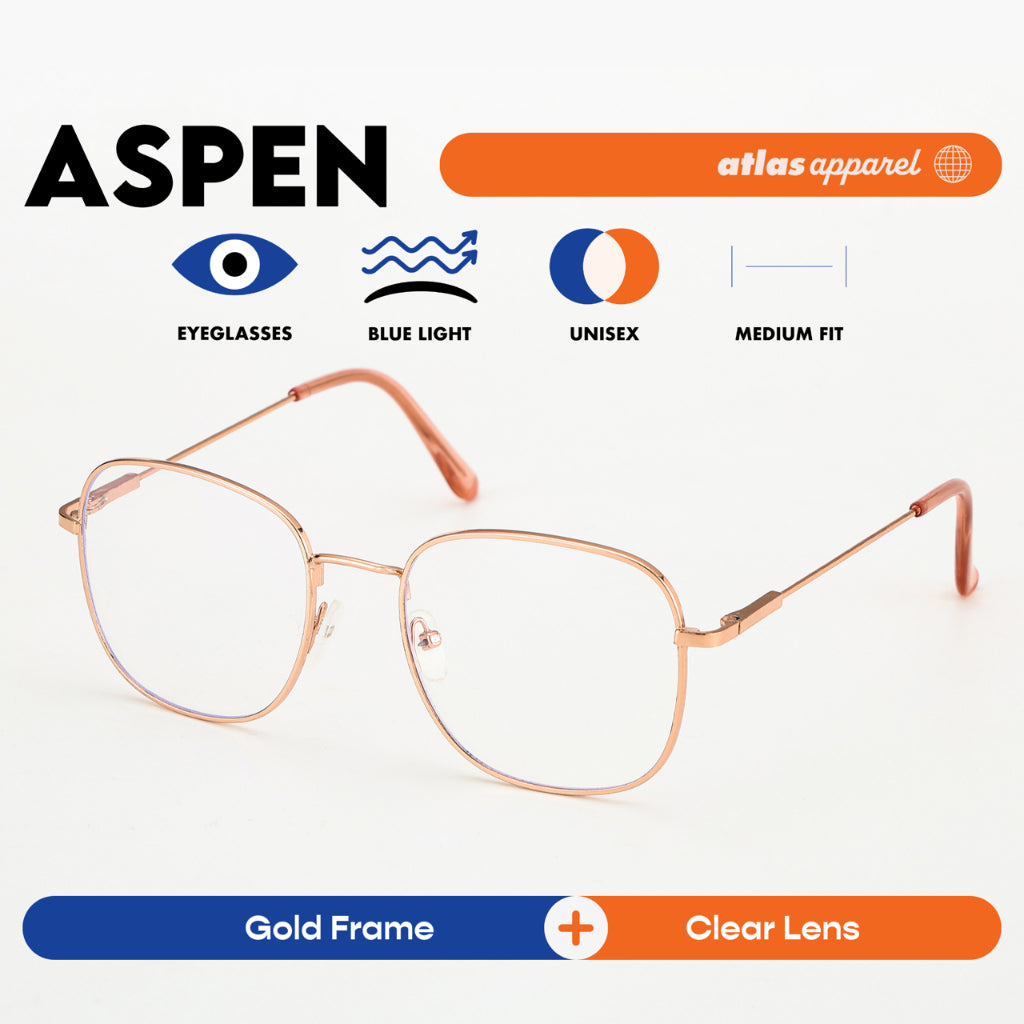Atlas Apparel ASPEN Blue-Light Blocking Anti-Radiation Eyeglasses for Men & Women (Size 52) - Unisex