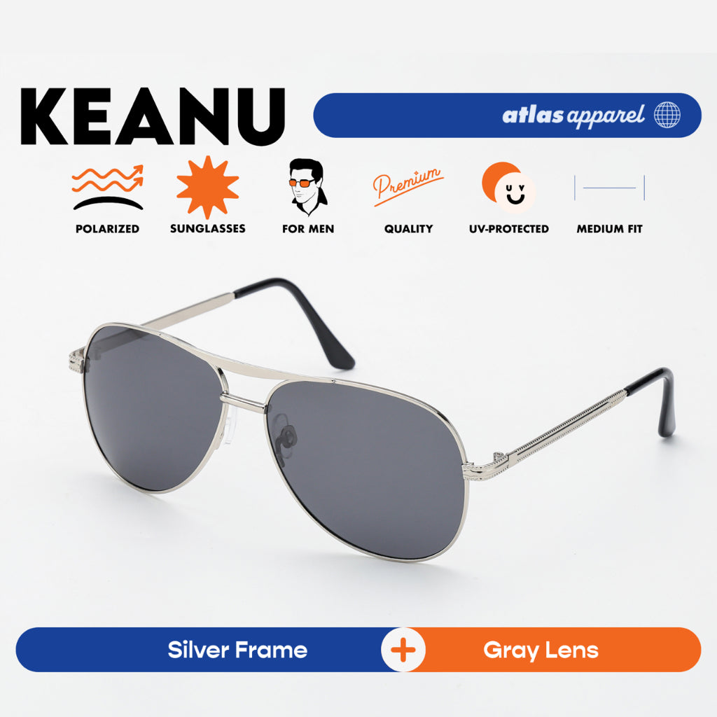 Atlas Apparel KEANU Polarized Sunglasses for Men (Size 56) - UV Protection, Polarized