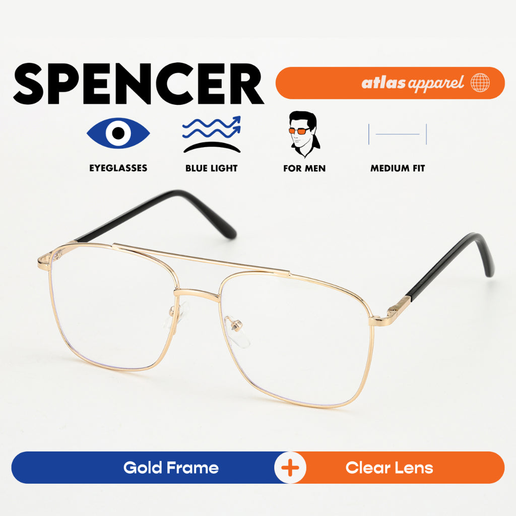 Atlas Apparel SPENCER Blue-Light Blocking Anti-Radiation Eyeglasses for Men (Size 52)