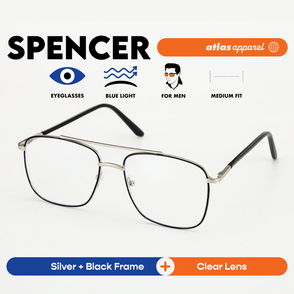 Atlas Apparel SPENCER Blue-Light Blocking Anti-Radiation Eyeglasses for Men (Size 52)