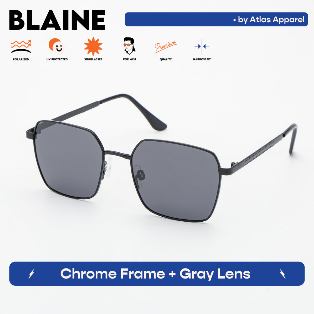 BLAINE Men's Polarized Square Sunglasses (Size 56) - UV Protection, Medium Fit