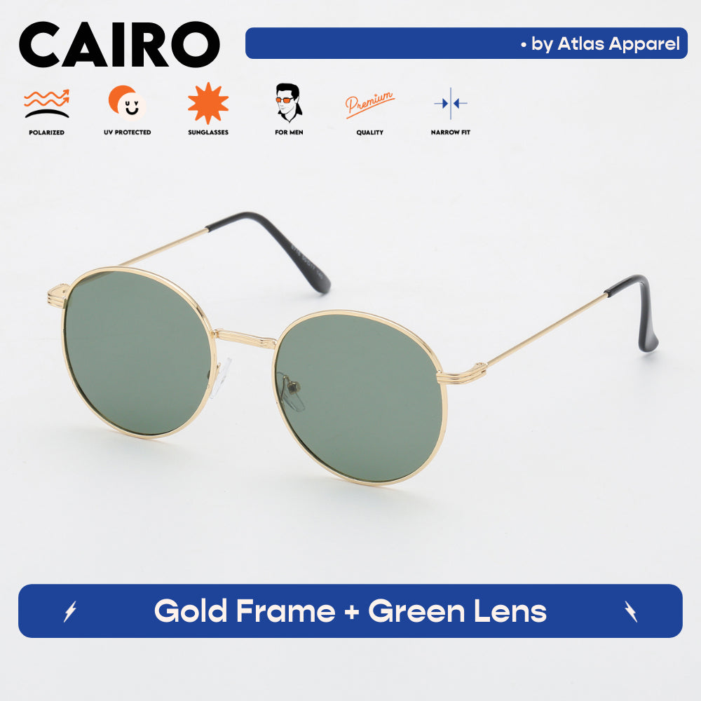 CAIRO Men's Polarized Round Sunglasses (Size 48) - UV Protection, Medium Fit