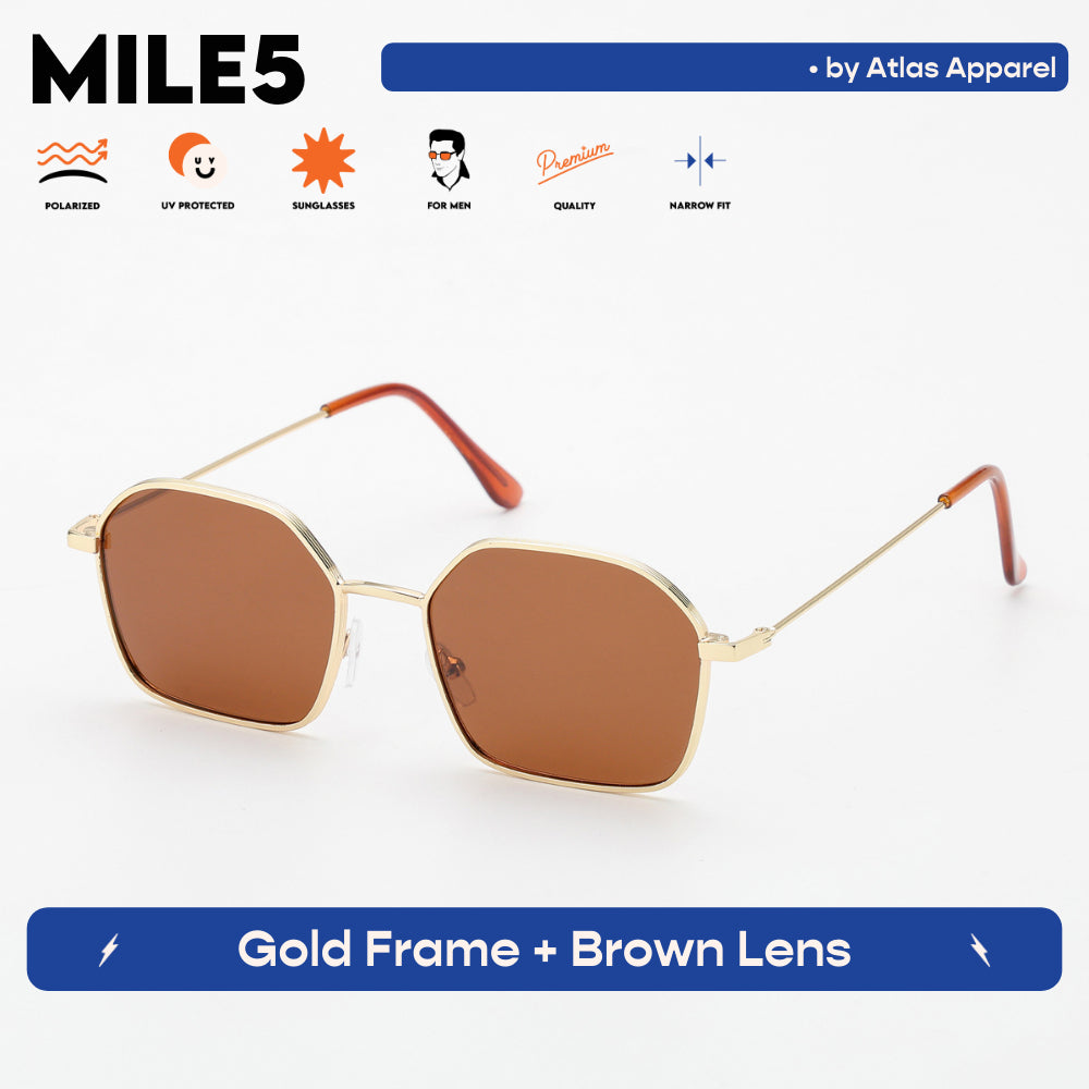 MILE5 Men's Polarized Angular Oval Sunglasses (Size 47) - UV Protection, Narrow Fit