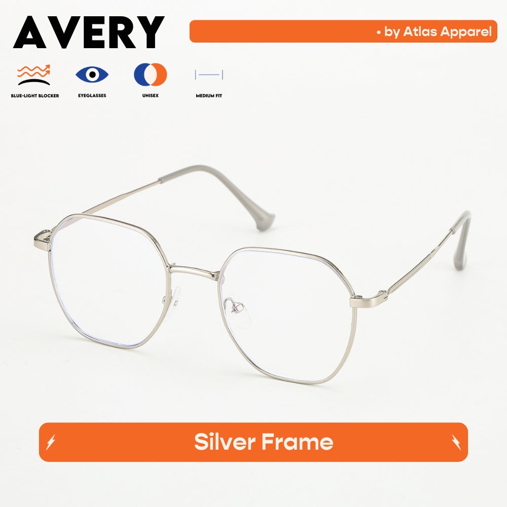 AVERY Unisex Anti-Radiation Blue Light Blocker Round Framed Eyeglasses (Size 47) by Atlas Apparel