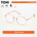 TONI Womens Anti-Radiation Blue Light Blocker Round Framed Eyeglasses (Size 50) by Atlas Apparel