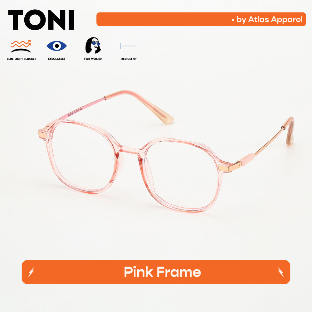 TONI Womens Anti-Radiation Blue Light Blocker Round Framed Eyeglasses (Size 50) by Atlas Apparel