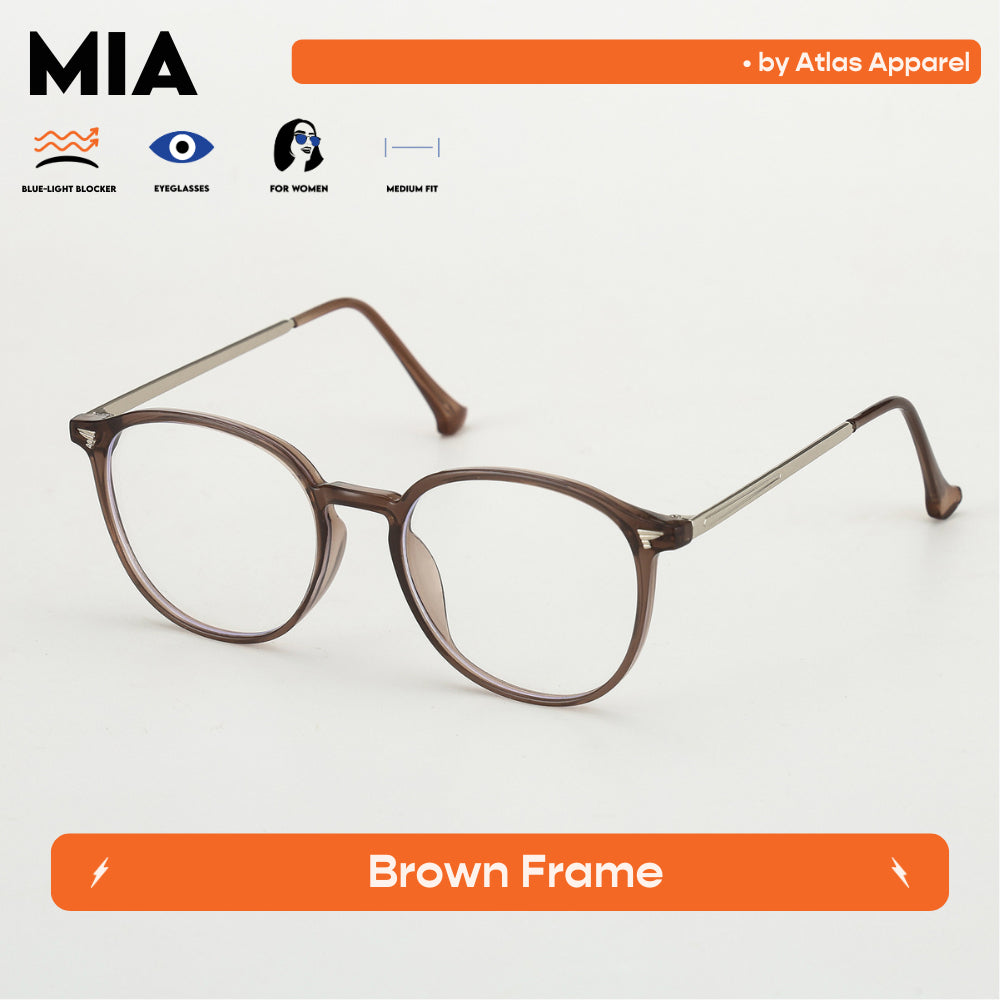 MIA Womens Anti-Radiation Blue Light Blocker Round Framed Eyeglasses (Size 50) by Atlas Apparel