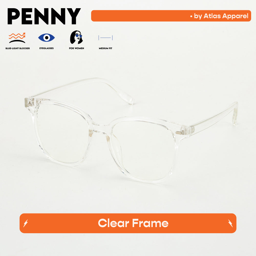 PENNY Womens Anti-Radiation Blue Light Blocker Square Framed Eyeglasses (Size 51) by Atlas Apparel