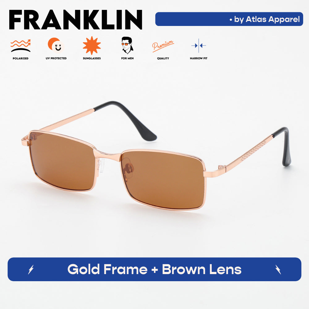 FRANKLIN Men's Polarized Rectangular Sunglasses (Size 53) - UV Protection, Medium Fit