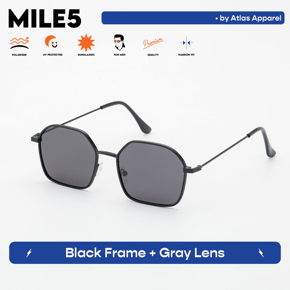 MILE5 Men's Polarized Angular Oval Sunglasses (Size 47) - UV Protection, Narrow Fit