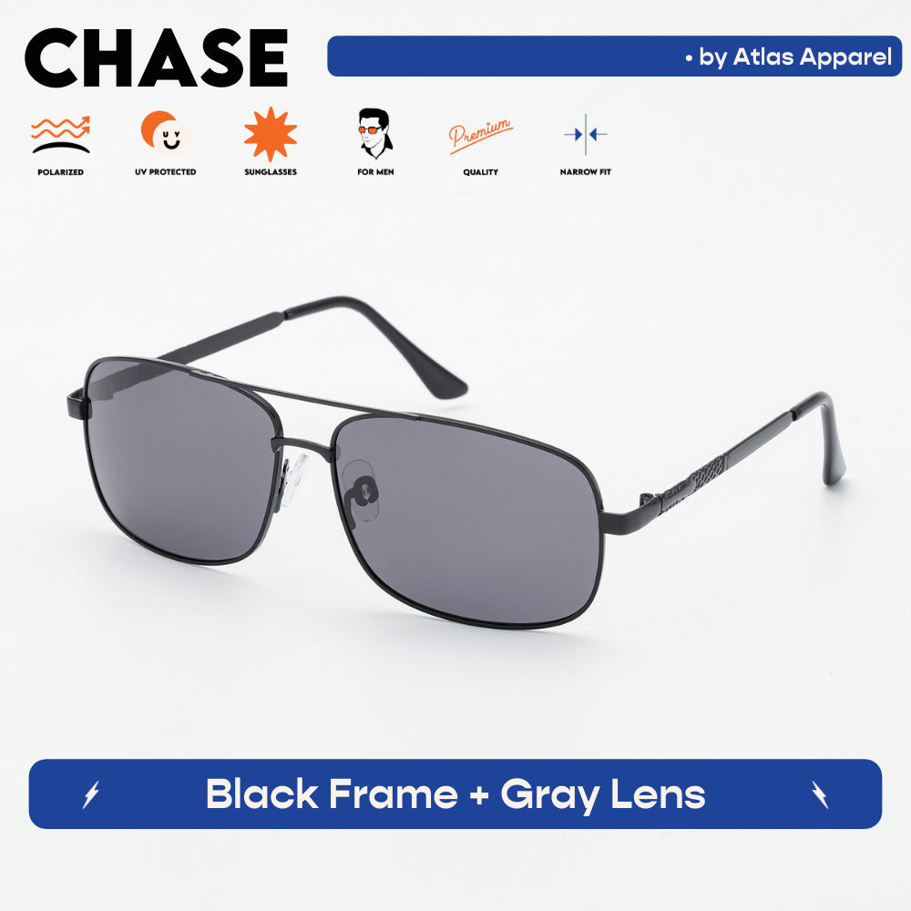 CHASE Men's Polarized Oval Sunglasses (Size 59) - UV Protection, Medium Fit