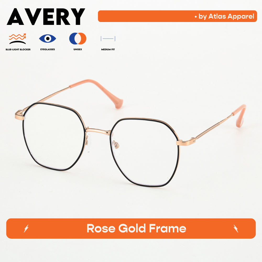 AVERY Unisex Anti-Radiation Blue Light Blocker Round Framed Eyeglasses (Size 47) by Atlas Apparel