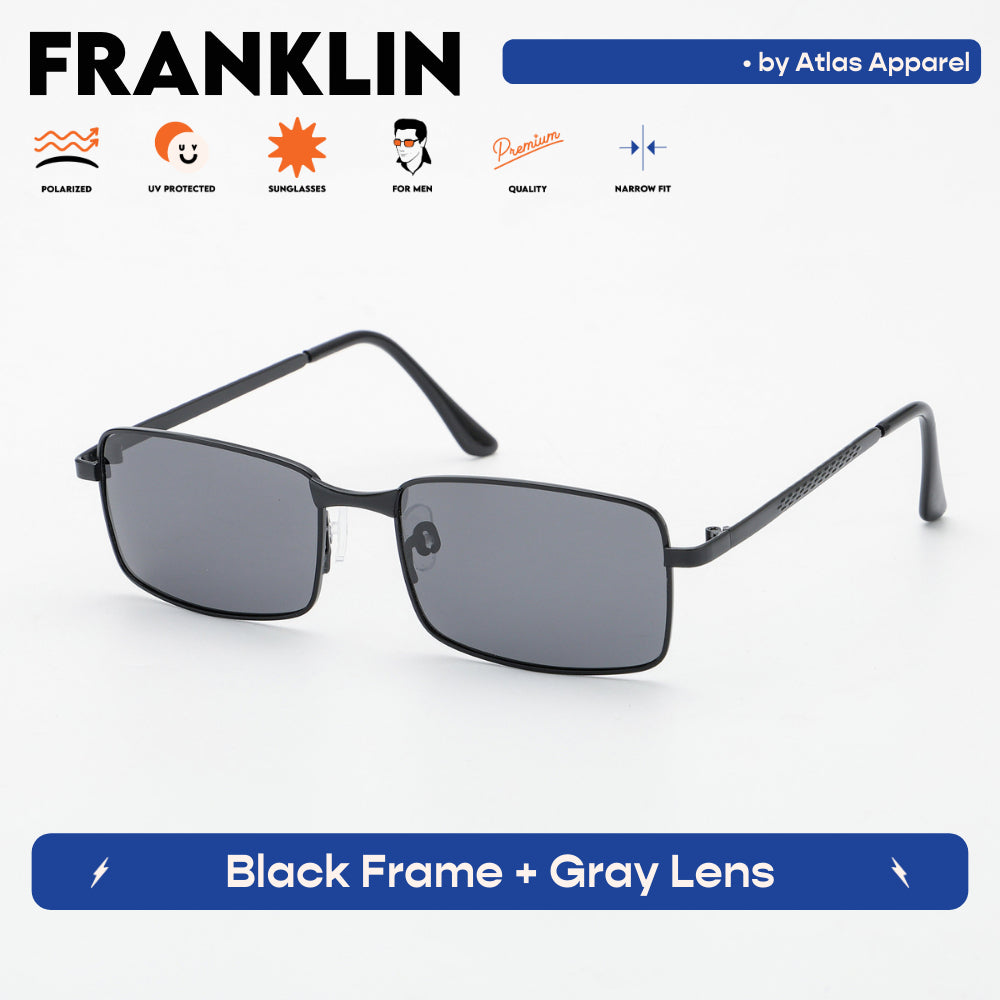 FRANKLIN Men's Polarized Rectangular Sunglasses (Size 53) - UV Protection, Medium Fit