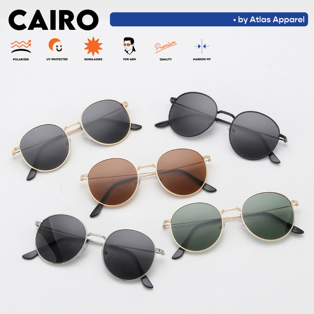 CAIRO Men's Polarized Round Sunglasses (Size 48) - UV Protection, Medium Fit
