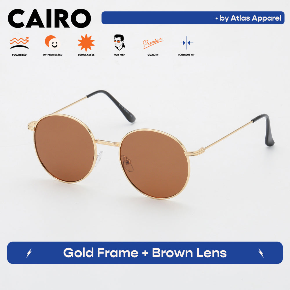 CAIRO Men's Polarized Round Sunglasses (Size 48) - UV Protection, Medium Fit