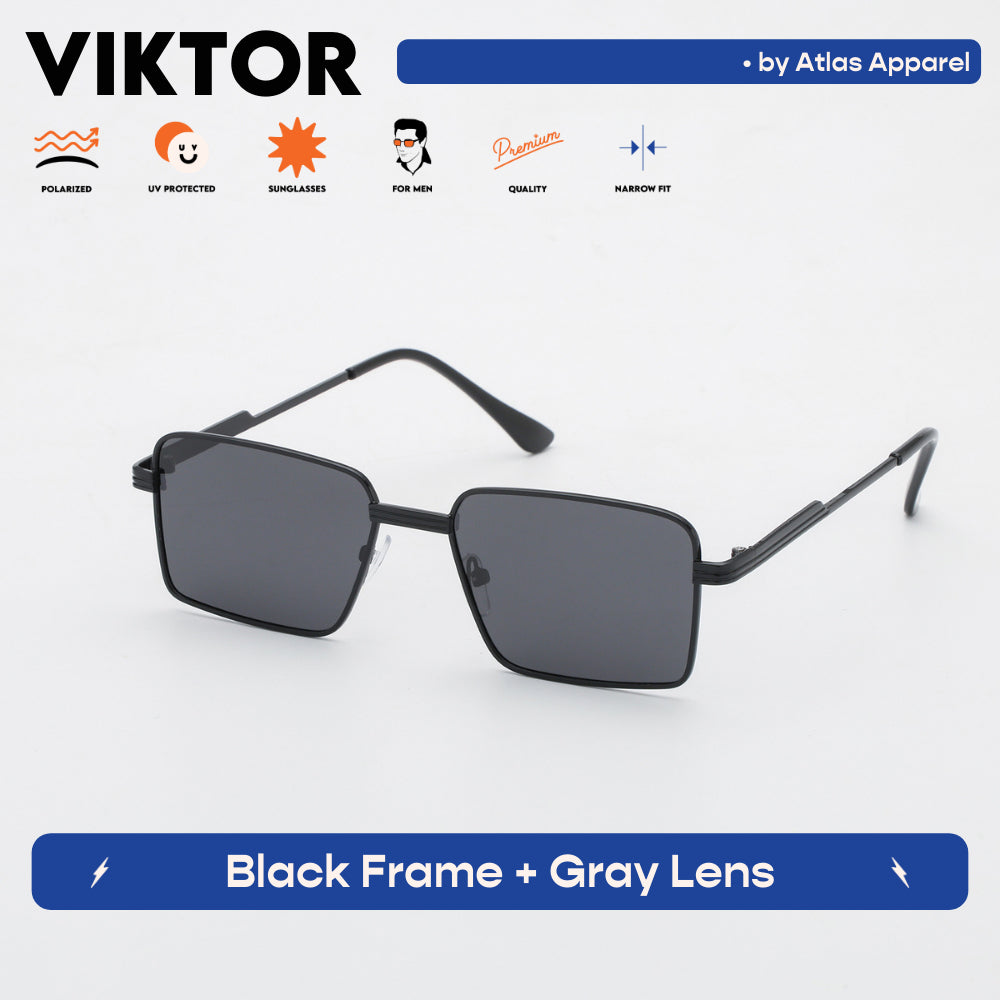 VIKTOR Men's Polarized Square Sunglasses (Size 46) - UV Protection, Medium Fit