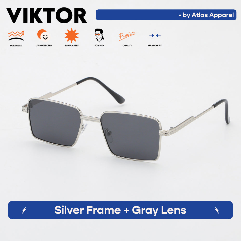 VIKTOR Men's Polarized Square Sunglasses (Size 46) - UV Protection, Medium Fit
