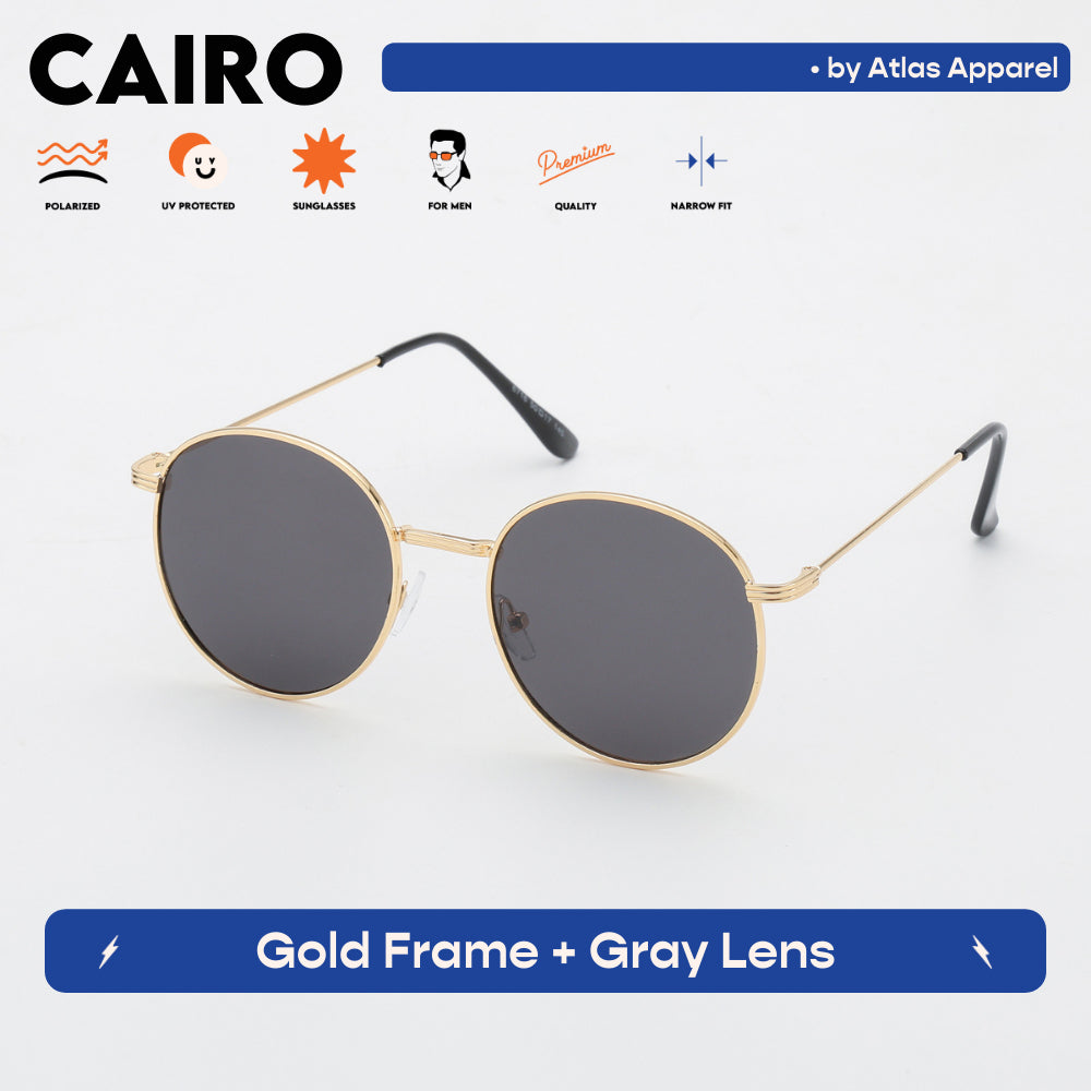 CAIRO Men's Polarized Round Sunglasses (Size 48) - UV Protection, Medium Fit