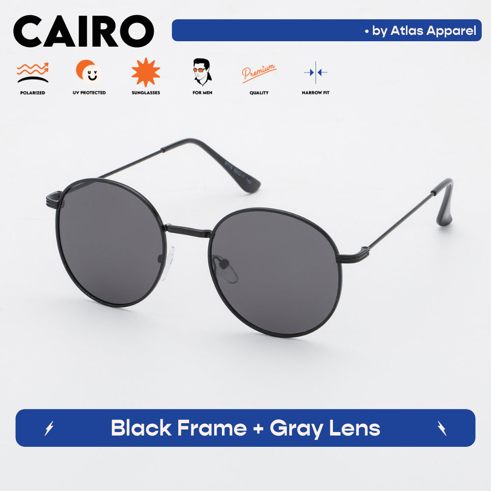 CAIRO Men's Polarized Round Sunglasses (Size 48) - UV Protection, Medium Fit