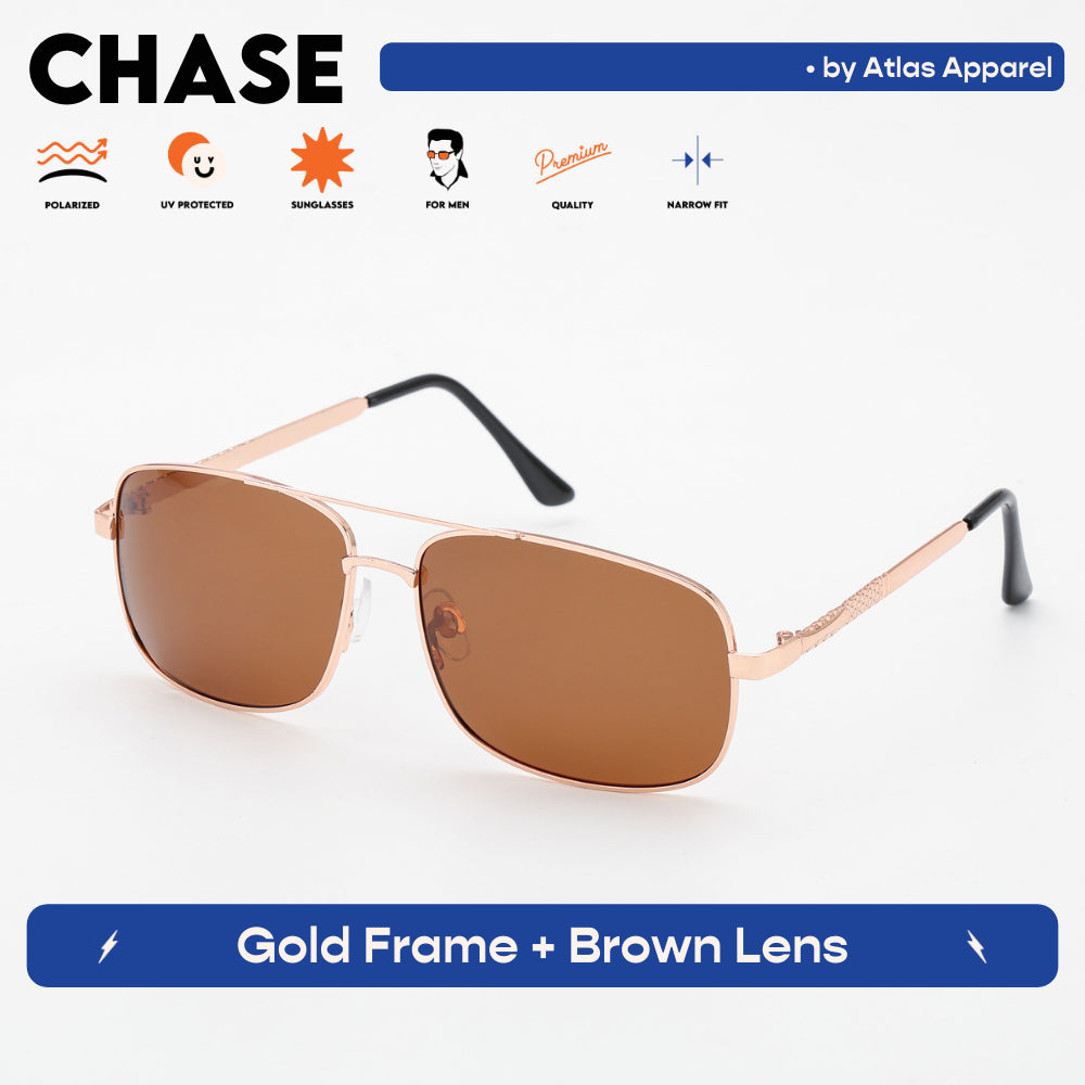 CHASE Men's Polarized Oval Sunglasses (Size 59) - UV Protection, Medium Fit