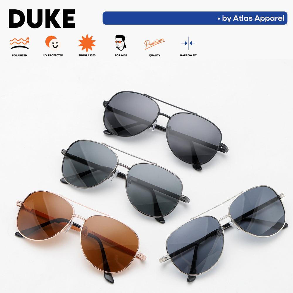 DUKE Men's Polarized Aviator Sunglasses (Size 56) - UV Protection, Medium Fit
