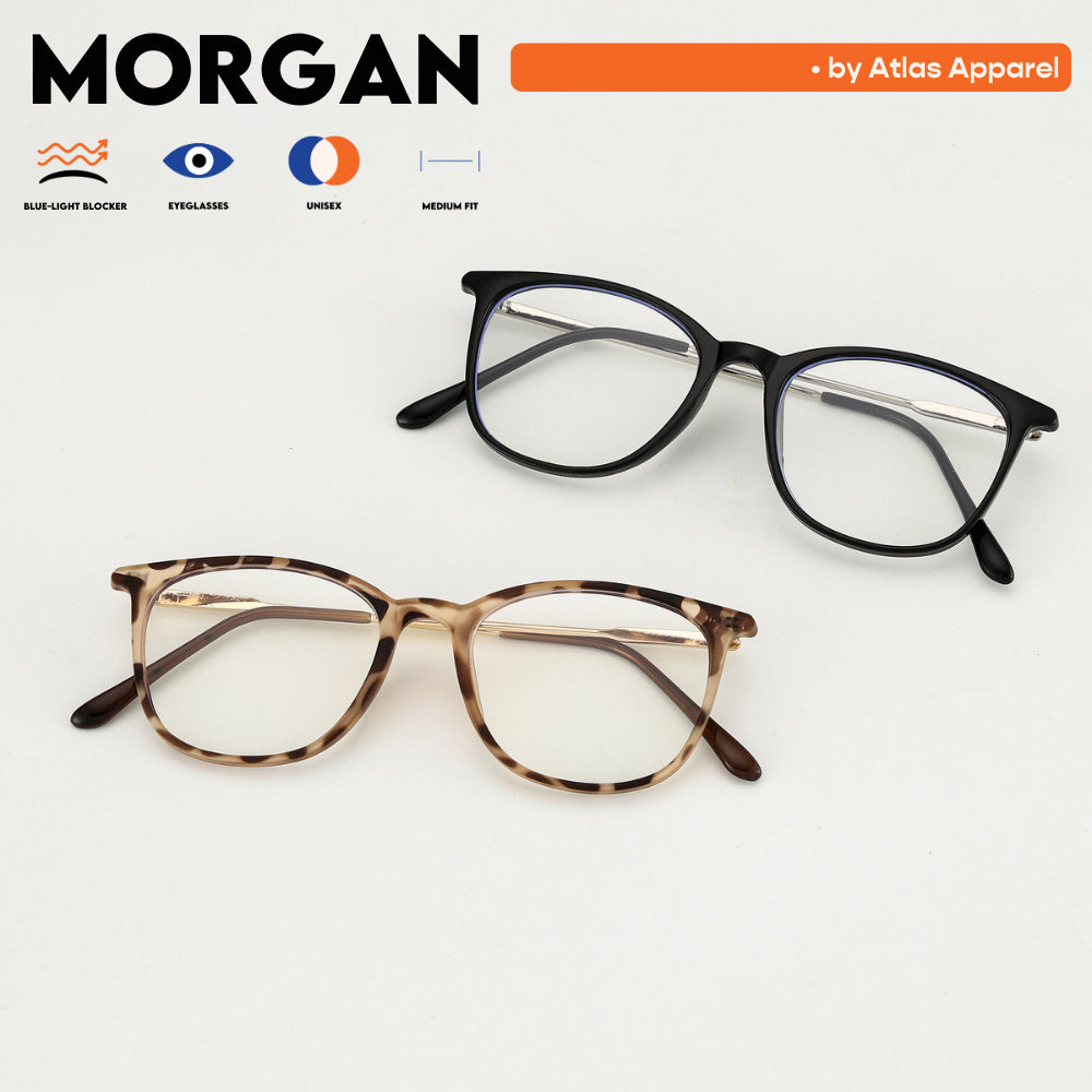 MORGAN Unisex Anti-Radiation Blue Light Blocker Oval Framed Eyeglasses (Size 48) by Atlas Apparel