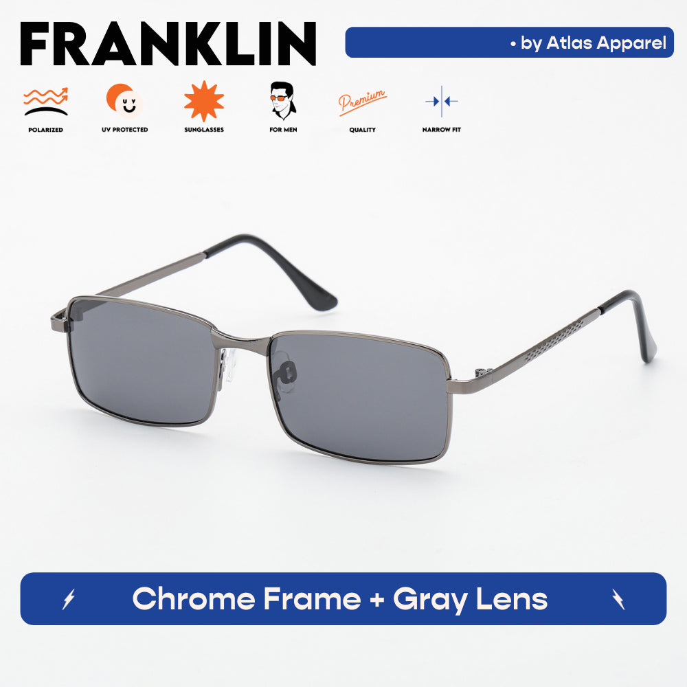 FRANKLIN Men's Polarized Rectangular Sunglasses (Size 53) - UV Protection, Medium Fit