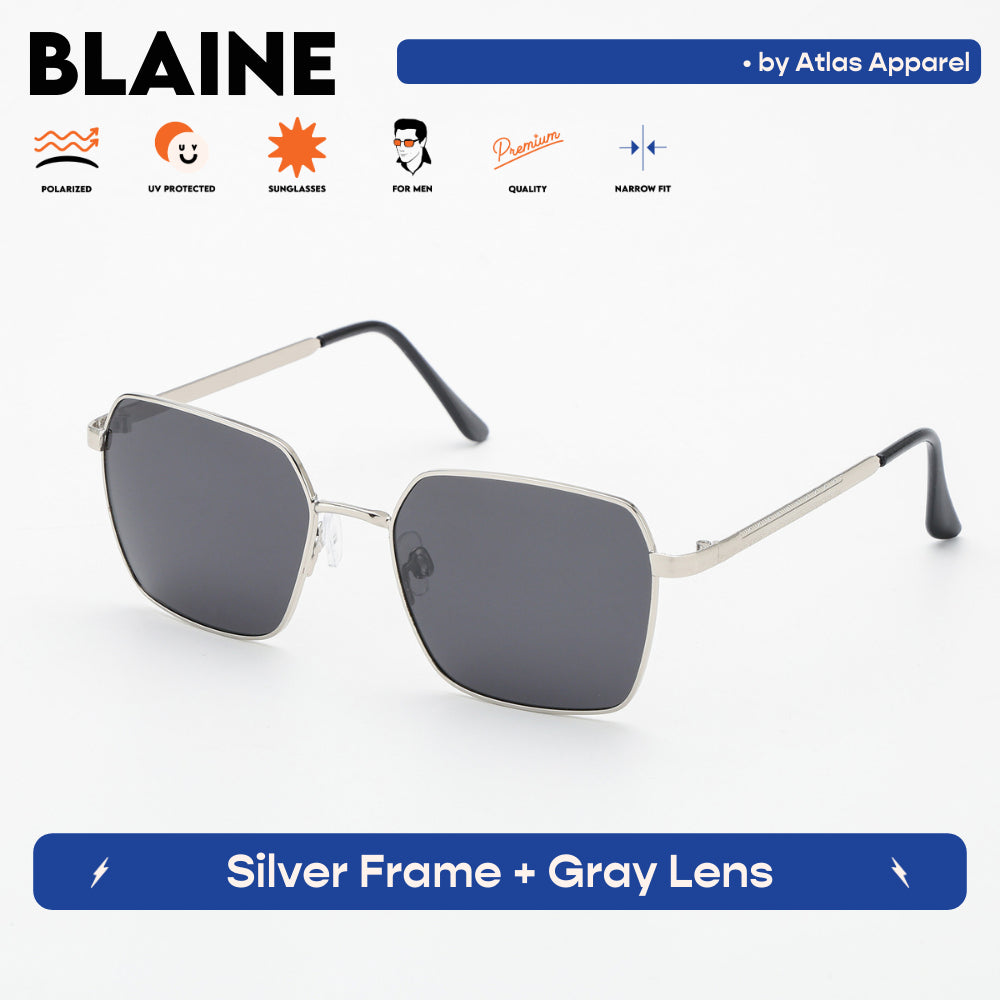 BLAINE Men's Polarized Square Sunglasses (Size 56) - UV Protection, Medium Fit