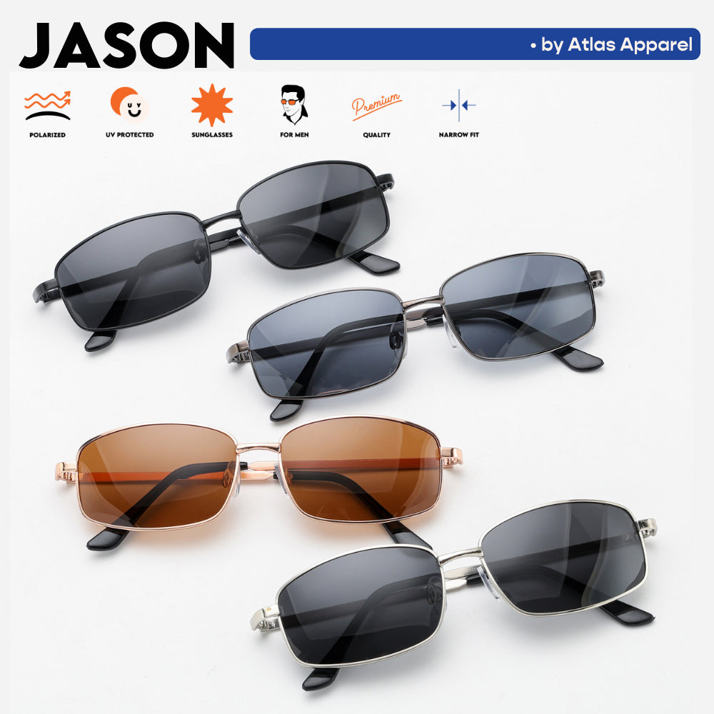 JASON Men's Polarized Oval Sunglasses (Size 54) - UV Protection, Medium Fit