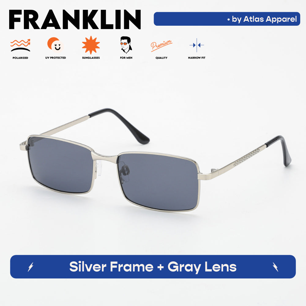 FRANKLIN Men's Polarized Rectangular Sunglasses (Size 53) - UV Protection, Medium Fit